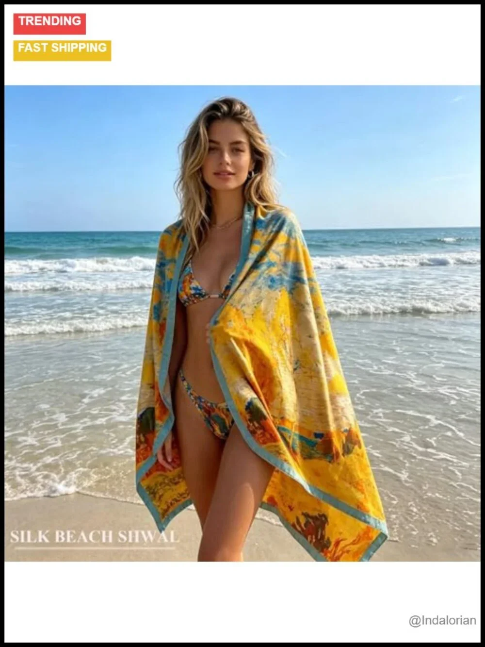 Large Silk Shawl Scarf - Lightweight Satin Long Wrap Silky Fashion Neck Scarf
